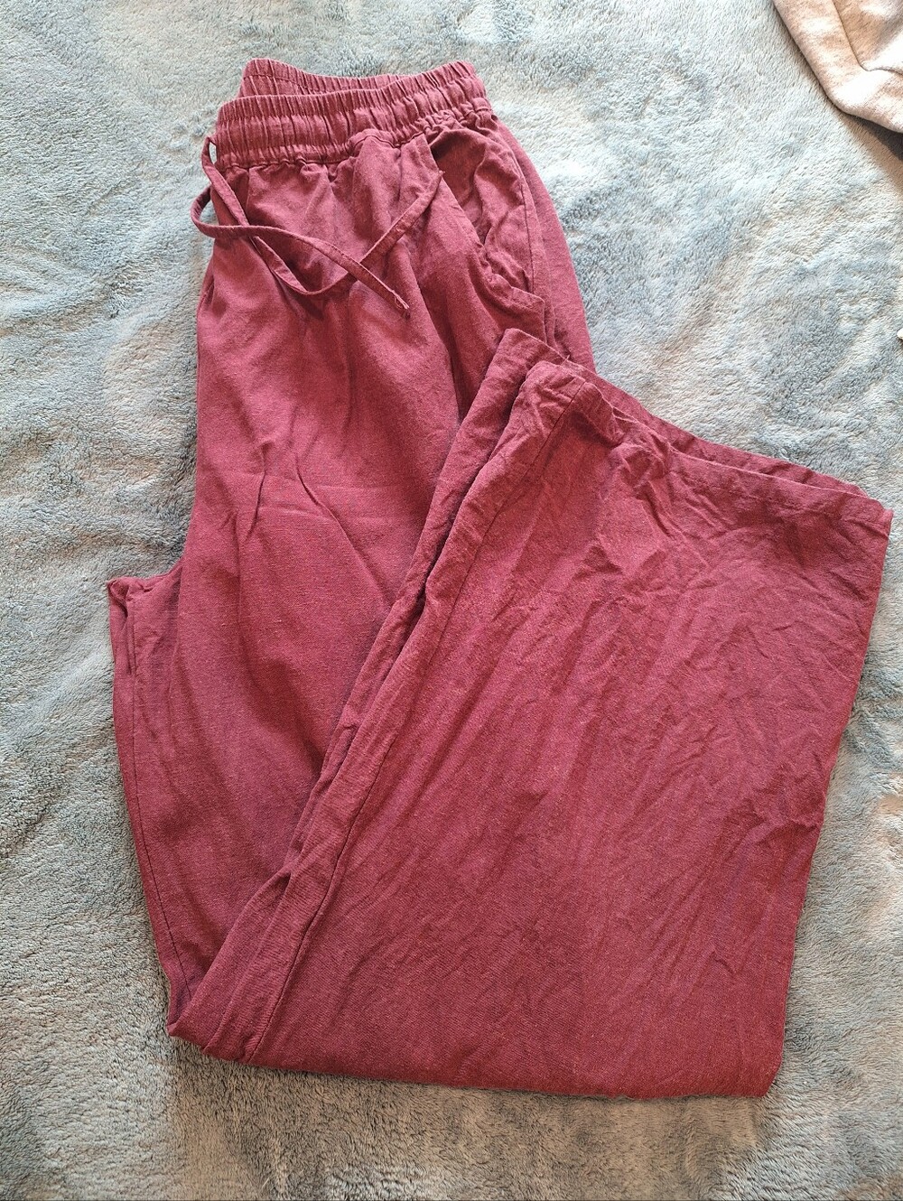 Drawstring Burgundy Pants - Picture 1 of 3